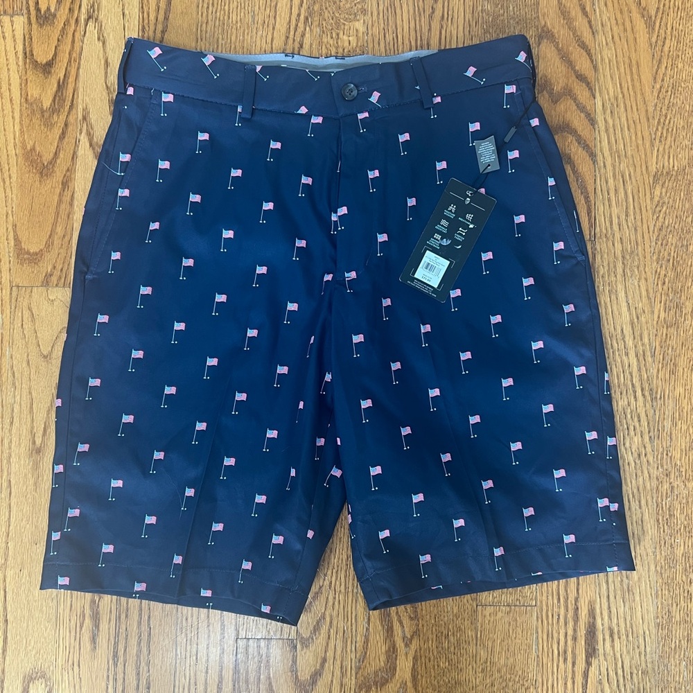Walter Hagen Dark Blue Flag Pattern Men's Shorts